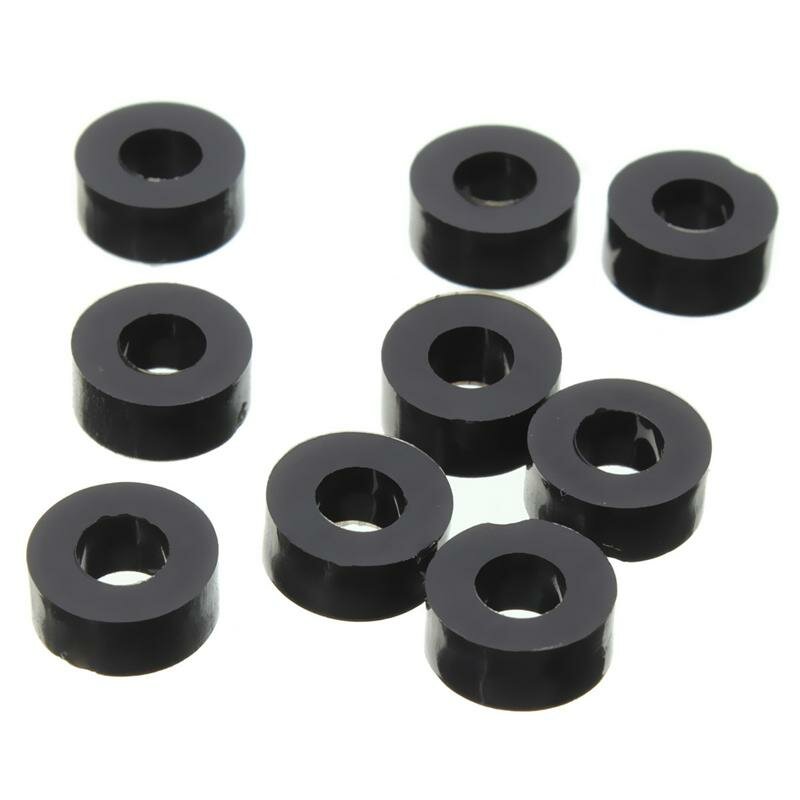 200Pcs Flat Nylon Washer Black Round Spacer Washer Standoff Fastener Hardware 7*3*L