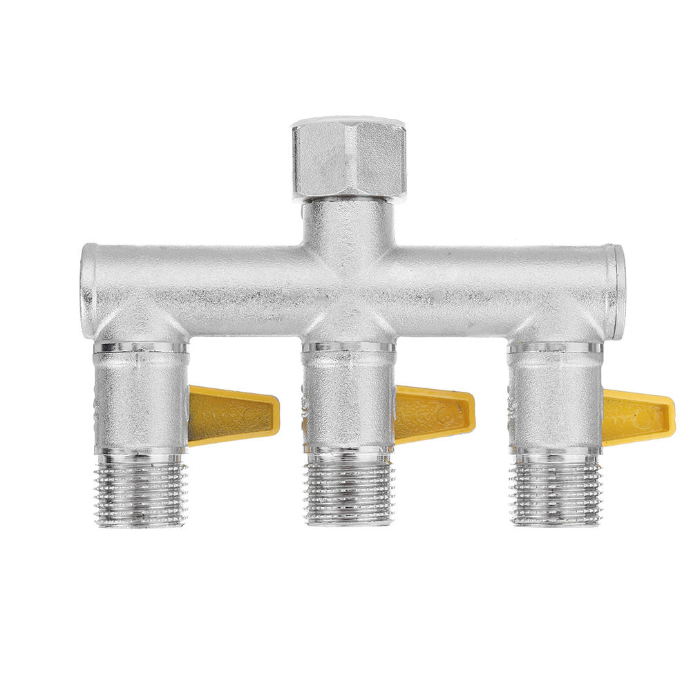 1/2'' Garden Hose Maniford Quick Connector 3 Outlet Three Way Splitter Valve Adapter Hose Connector Splitter for Washing Machine Faucet