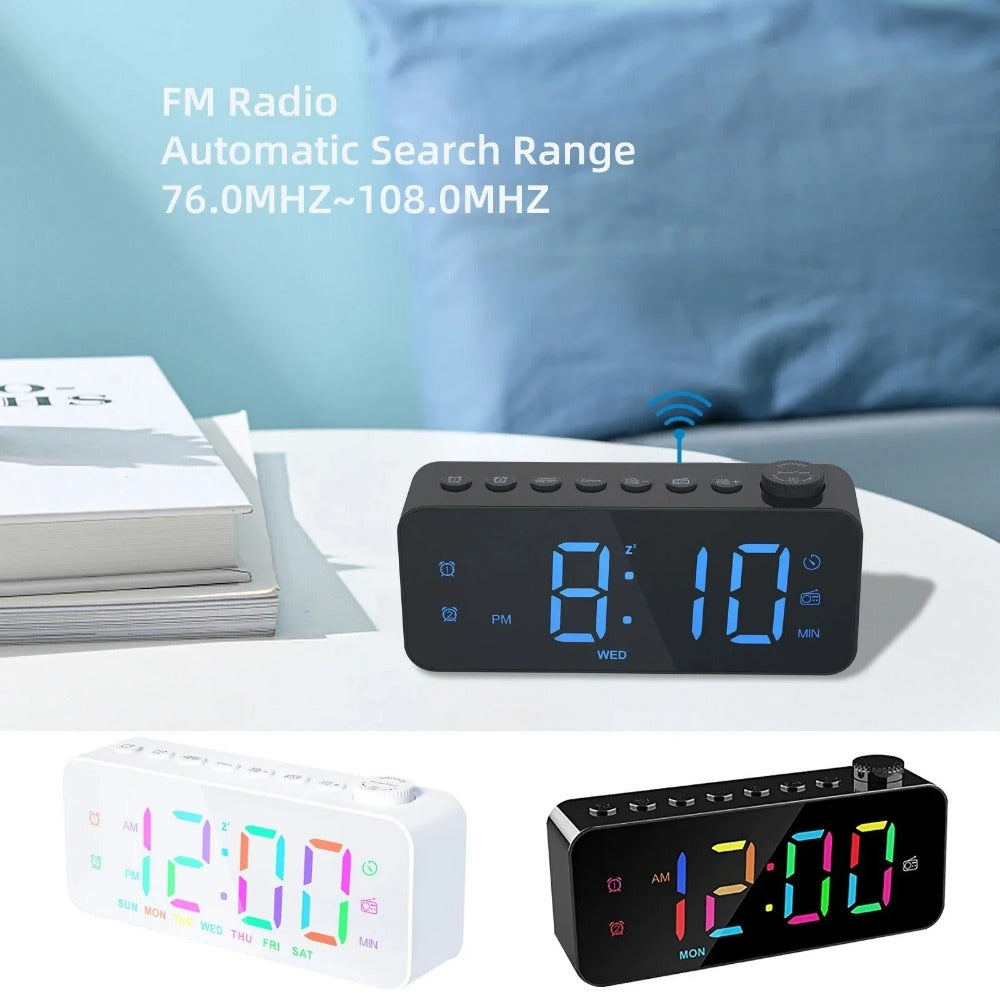 LED Digital Alarm Clock with FM Radio, Dual Alarm, Snooze, USB Charging Port, and Dimmable Night Light for Bedroom, Office