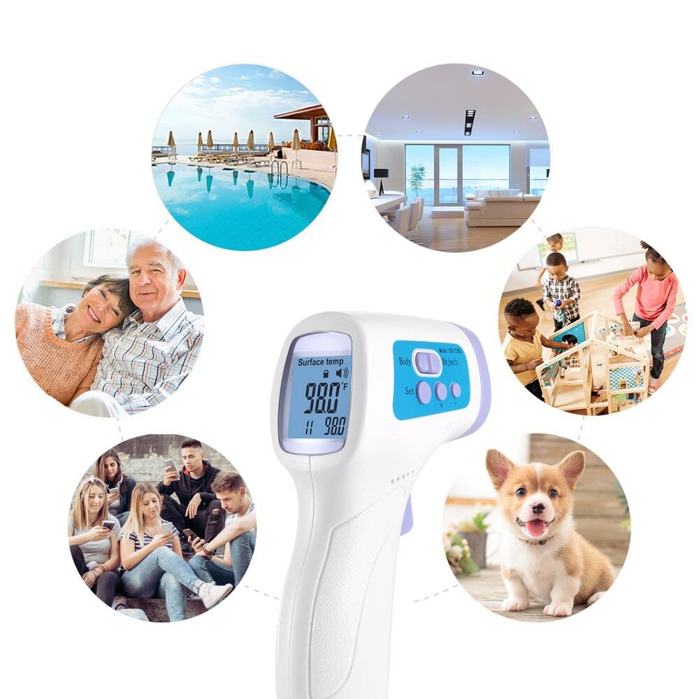 Home Non Contact Forehead Infrared Digital Thermometer C / F LCD Body Thermometer Baby Temperature Measurement Tool