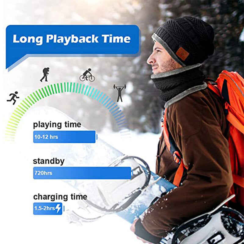 bluetooth Smart Music Hat Winter Warm Sports Earphone Cap Headset with Speaker Mic