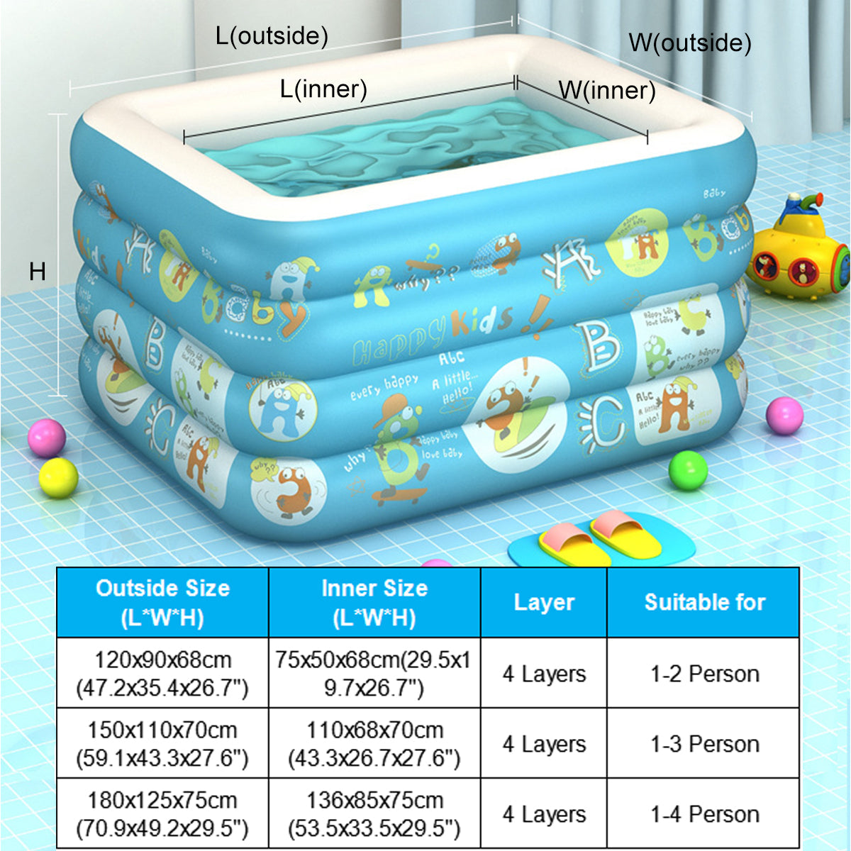 4-Layer Inflatable Swimming Pool Baby Bathtub With 19Pcs Accessories