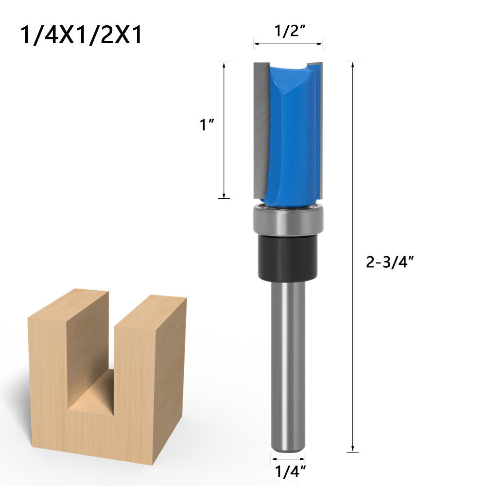 1/4inch/6mm Shank Flush Trim Router Bit Pattern Bit Top Bottom Bearing Blade Template Wood Milling Cutter Carpenter