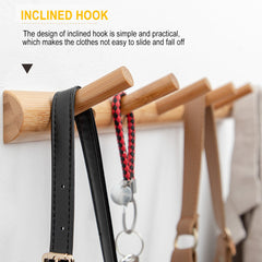 3/4/5/6/7-Tier Sticky Perforated Dual-use Hooks Wall Mounted Coat Rack Bamboo Entrance Hallway Door Hook