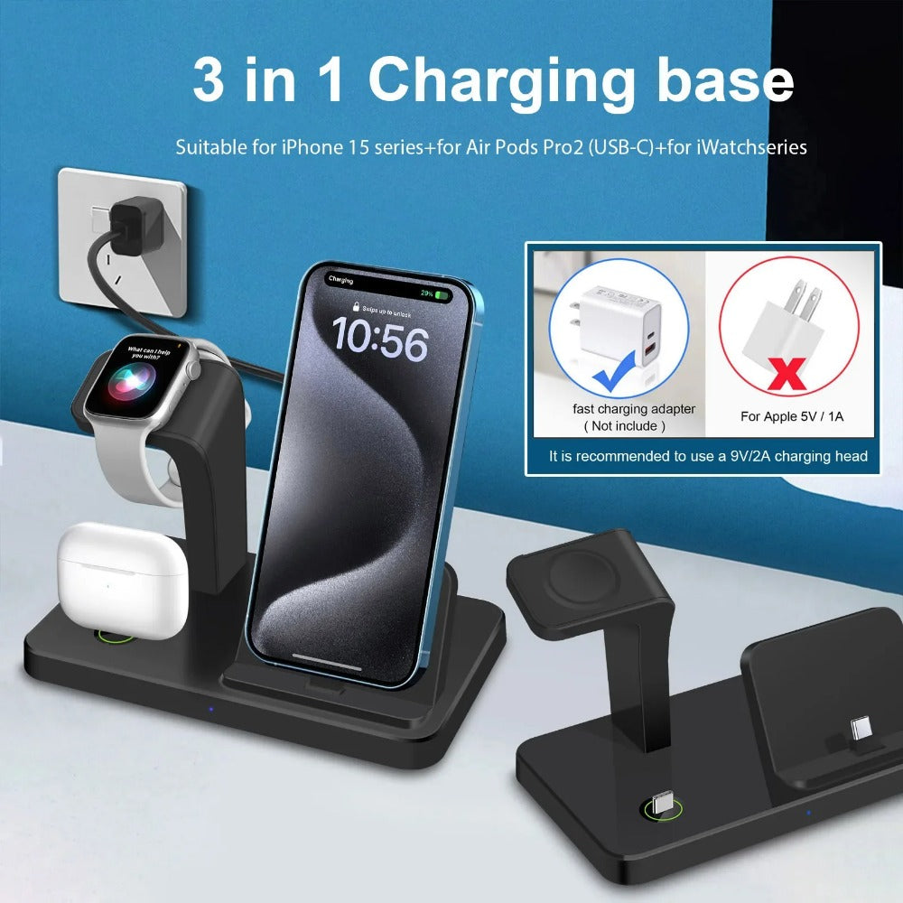 3-in-1 Wireless Charger Dock for iPhone 15, iWatch, AirPods Pro 2