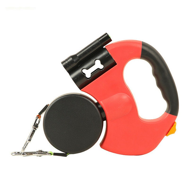 Autoxic Retractable Leash Can Hold Two Pets at The Same Time with Flashlight Lighting Guidance System Reflective Rope
