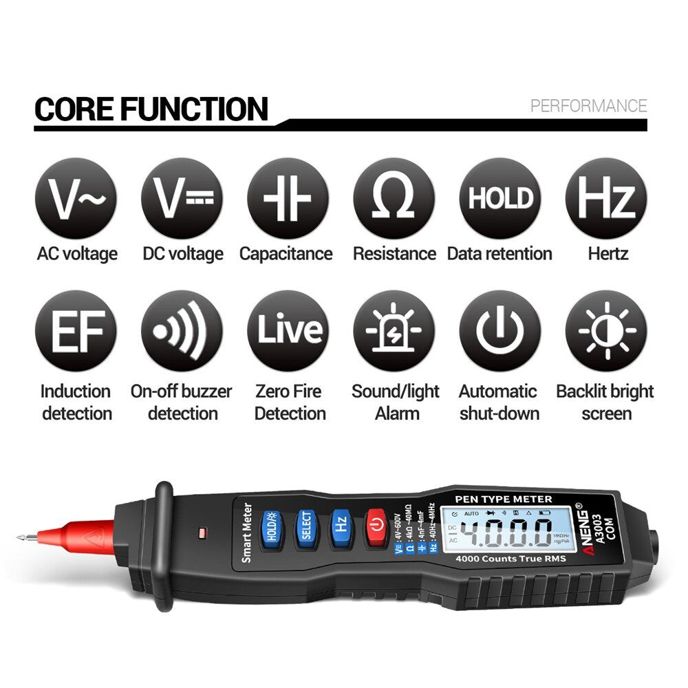 Digital Pen Multimeter Professional 4000 Counts Smart Meter Voltage Resistance Capacitance Testers