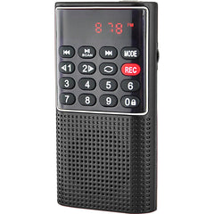 Mini FM Radio Portable Speaker Music Player with Headphone Jack Support Recording TF Card AUX Folders Play