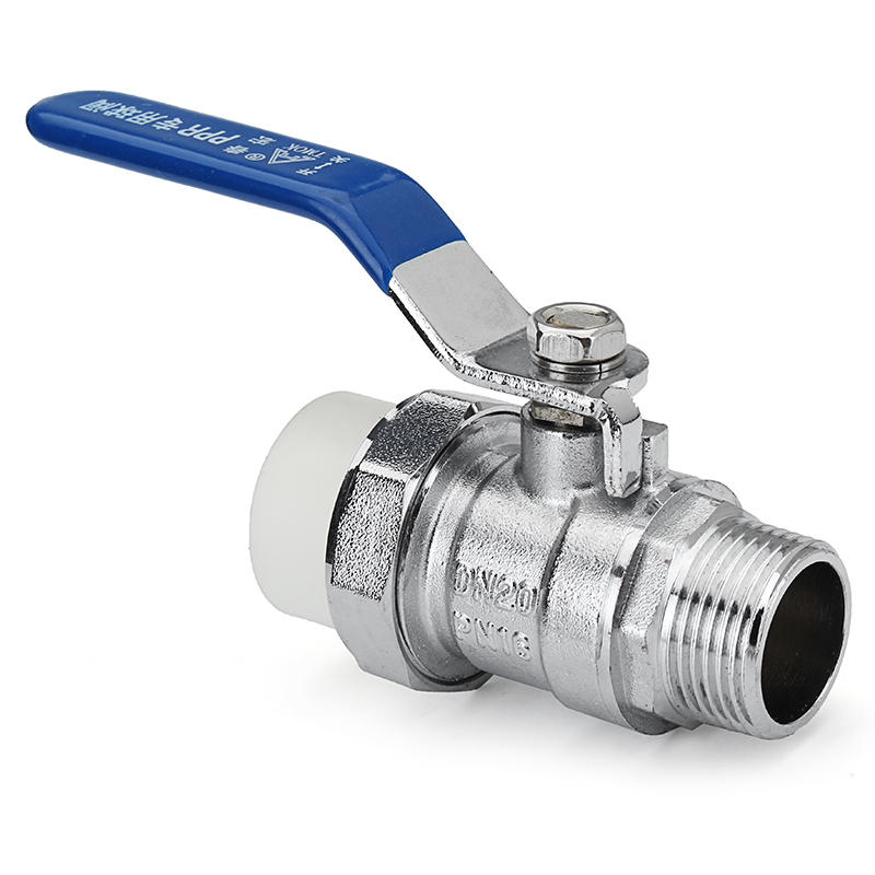 1/2" 3/4" External Wire Manual PPR Brass Ball Valve Nickel Handle PPR Male Thread Valves