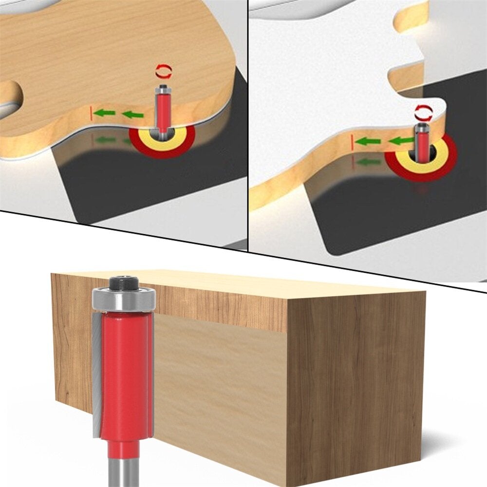 Double-Edged Straight Extended Bearing Trimming Cutter For Wood Engraving Machine