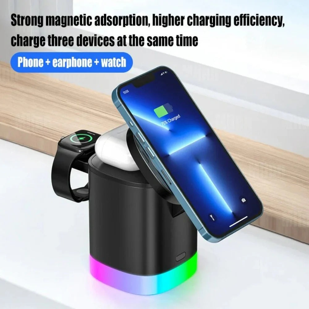 Fast Wireless Charger Dock for iPhone 12-14, AirPods, Apple Watch, Qi-enabled Devices