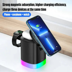 Fast Wireless Charger Dock for iPhone 12-14, AirPods, Apple Watch, Qi-enabled Devices