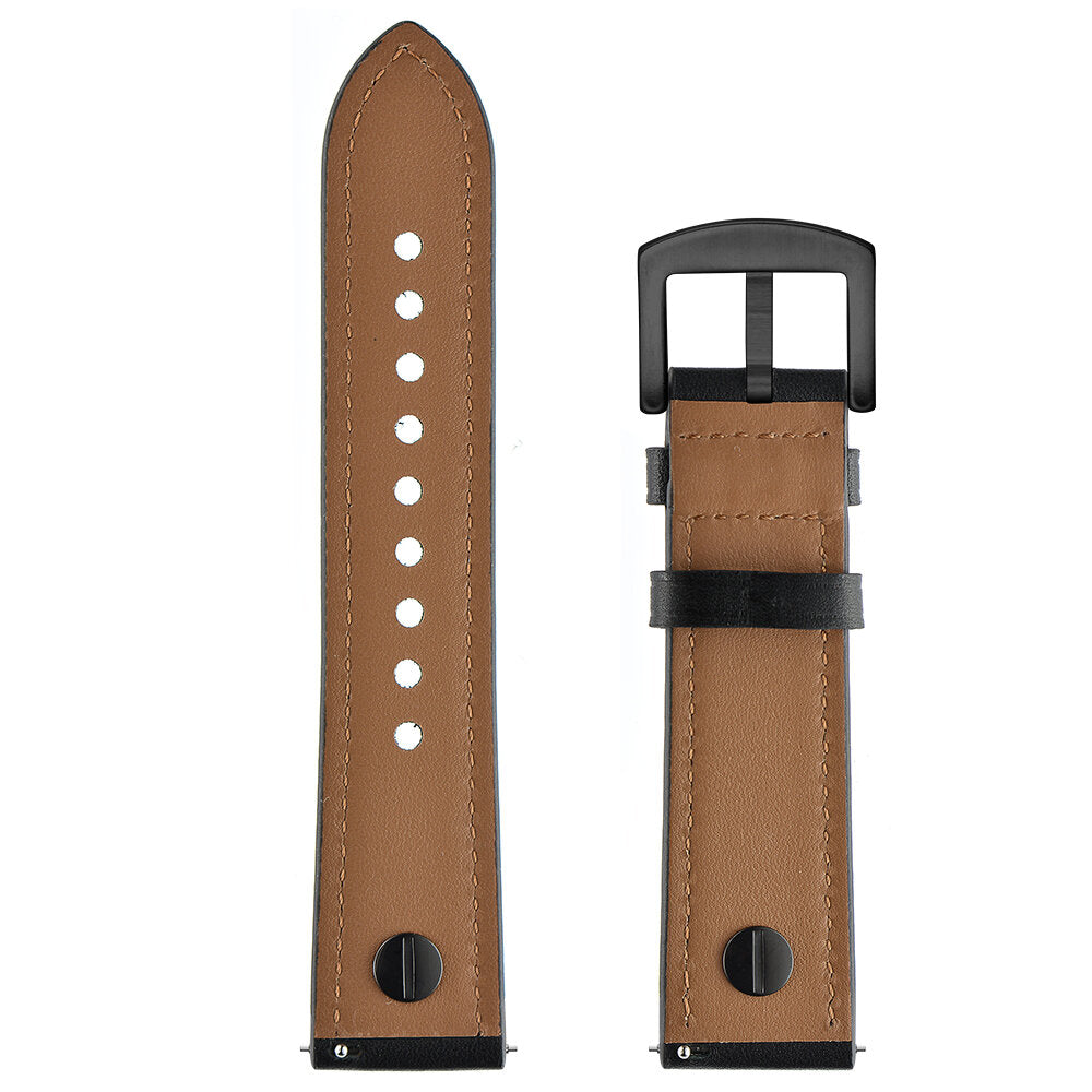 22mm Genuine Leather Replacement Strap Smart Watch Band For 46mm Smart Watch