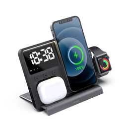 15W Fast Wireless Charger with Timing Clock for iPhone, Samsung, Hui, Xiaomi, AirPods, Apple Watch