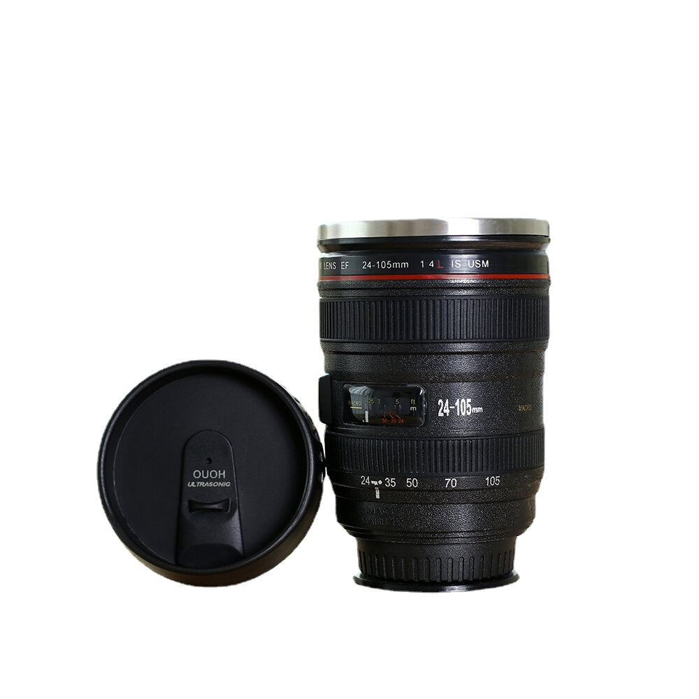 400ML Camera Lens Coffee Mug Stainless Steel Water Cup Photographer Gift Coffee Cup with Sucker for Camping Travel