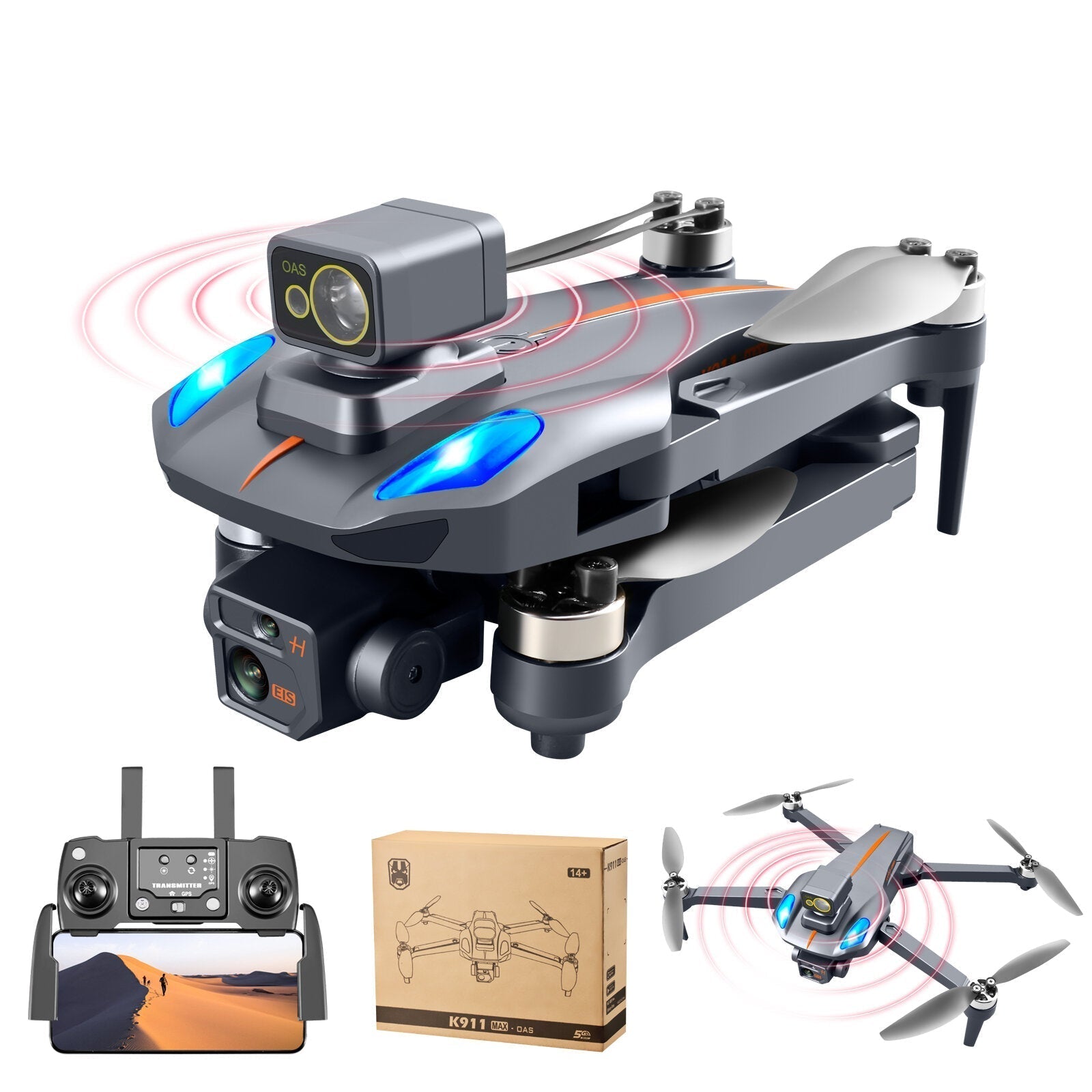 5G WIFI FPV GPS with 8K ESC Dual Camera 360 Obstacle Avoidance Optical Flow Positioning Brushless 225g Foldable RC Drone Quadcopter RTF