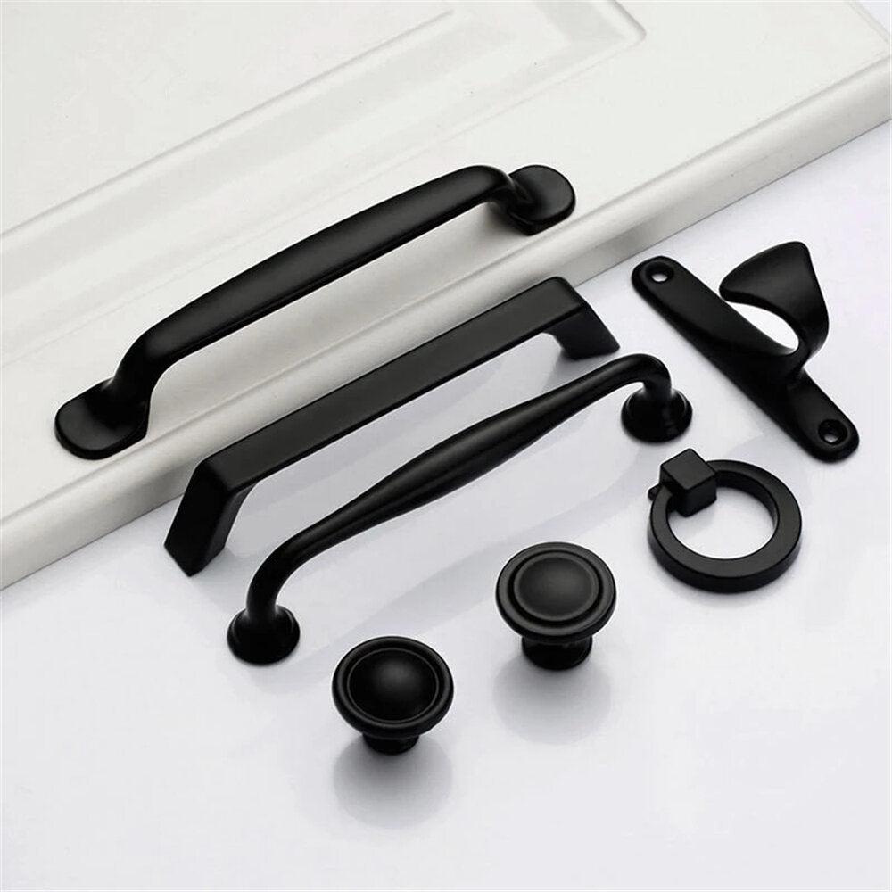 Aluminum Alloy Black Handles For Furniture Cabinet Knobs And Handles Kitchen Handles Drawer Knobs Cabinet Pulls Cupboard Handles Knobs