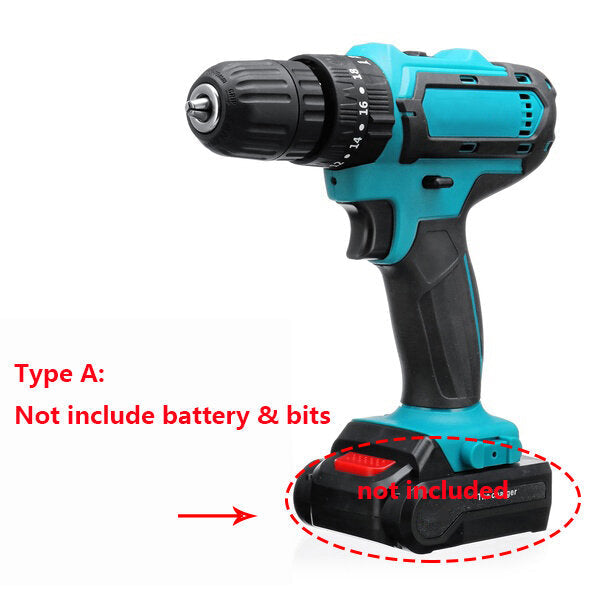 21V Cordless Electric Drill Rechargeable Screwdriver 2 Speed Woodworking Tool