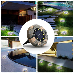 8 Pack Solar Ground Lights 8 LED Disk Solar Lights Outdoor Upgraded Garden Waterproof Bright In-Ground Lights for Pathway