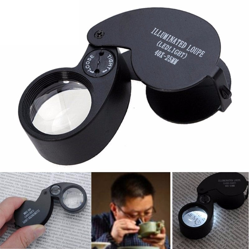 40X 25mm LED Jeweler Eye Loupe Magnifier Magnifying Glass Jewelry Diamond