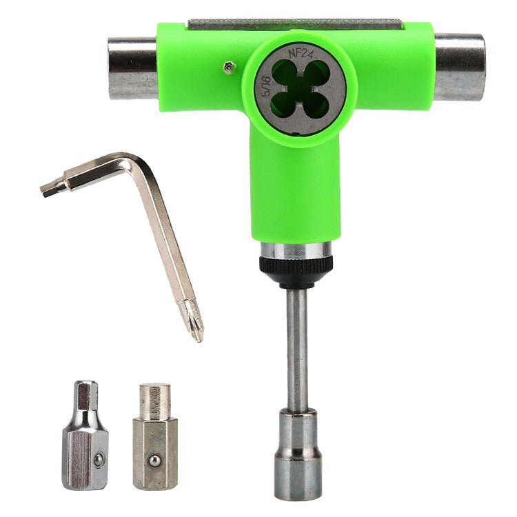 T Type Multi-functional Scooter Adjusting Tool Universal Allen Wrench Screwdriver Sandpaper Socket Wrench Skateboard Repair Tool