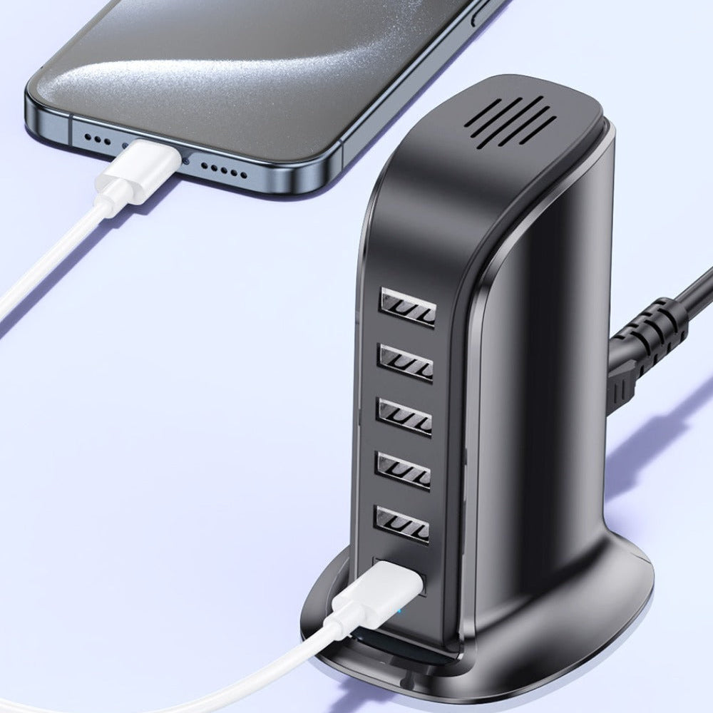 40W 6-Port USB PD Charger, Fast Charging Station for iPhone, Hui, Samsung, Xiaomi