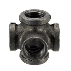 1/2" 3/4" 1" 5 Way Pipe Fitting Malleable Iron Black Outlet Cross Female Tube Connector