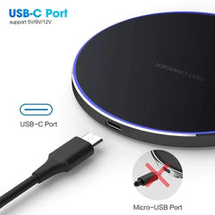 200W Fast Wireless Charger Pad for iPhone, Samsung, Xiaomi, Hui