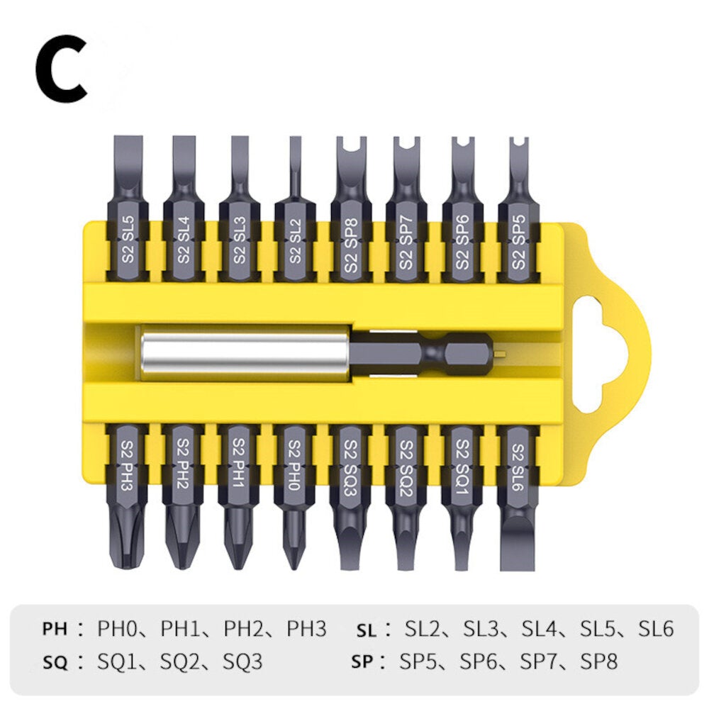 1/4 Inch Hex Shank 17 In 1 Screwdriver Bits Alloy Steel Connecting Rod Cross Slotted Hexagon Socket Screwdriver Bit Set