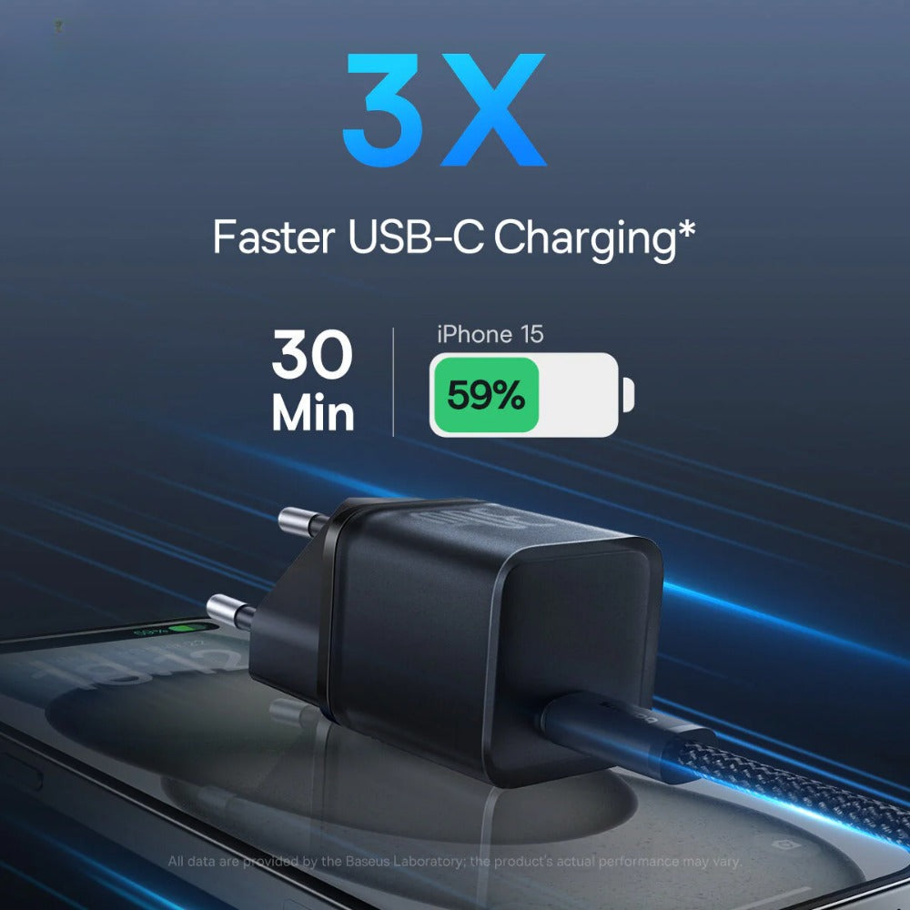 30W GaN USB-C PD Fast Charger EU Plug for iPhone, Hui, Samsung, Xiaomi