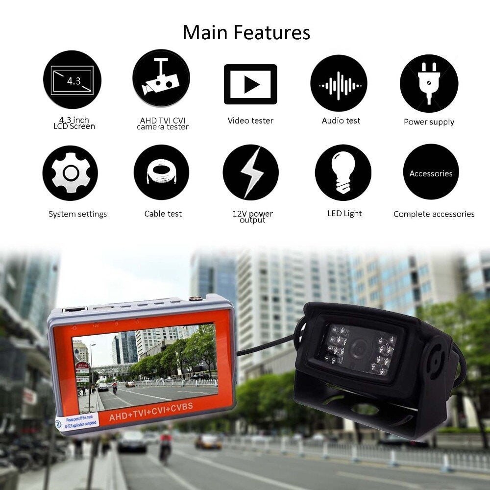 1080P 5MP 4.3Inch HD AHD Camera Tester CCTV Tester Monitor AHD Analog Camera Testing UTP Cable Test TVI CVI