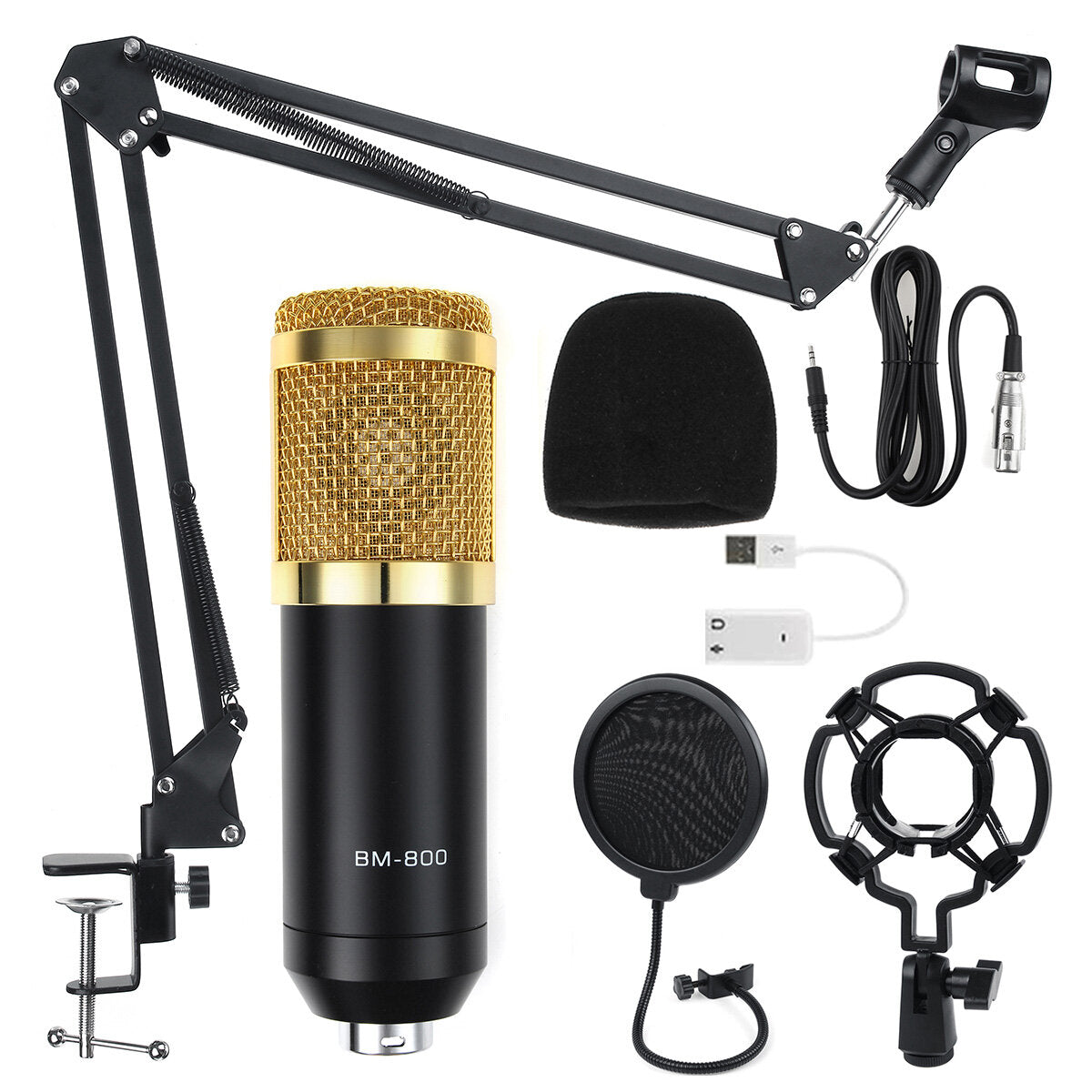 Condenser Microphone Live Studio Vocal Recording Mic Mount Boom Stand Kit