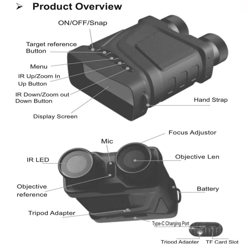 5x Digital Zoom Infrared Night Vision Binocular Telescope 1080p 300m for Outdoor Camping