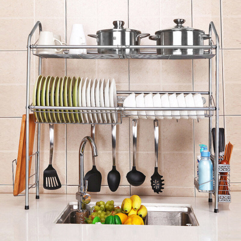 1/2 Layer Stainless Steel Rack Shelf Storage for Kitchen Dishes Arrangement