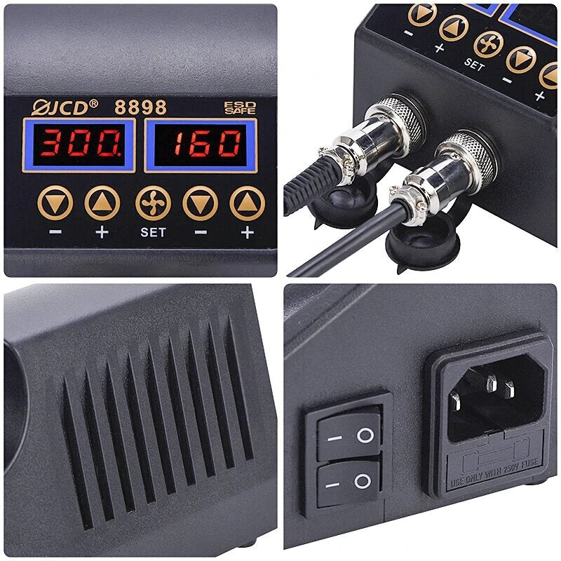 2 in 1 750W 220V/110V Soldering Station Hot Air Gun Heater LCD Digital Display Soldering Iron Welding Rework Station