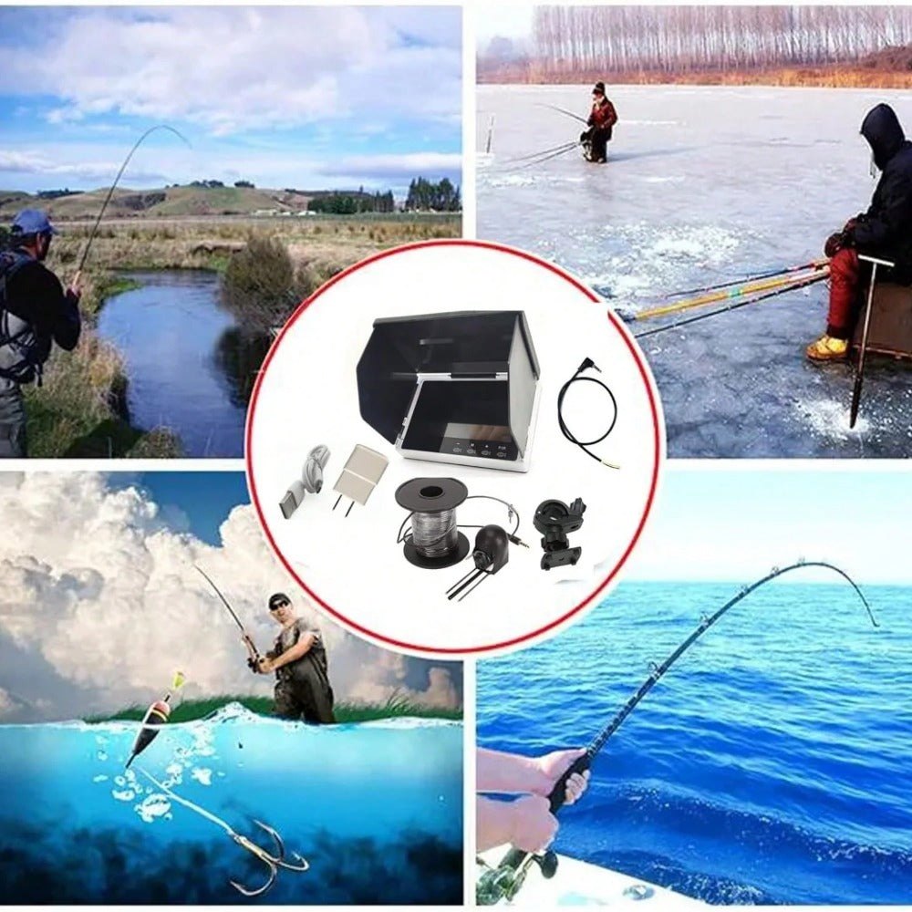 5" Underwater Fishing Camera, Portable HD Fish Finder with LCD Monitor, IP67 Waterproof, 30m Cable