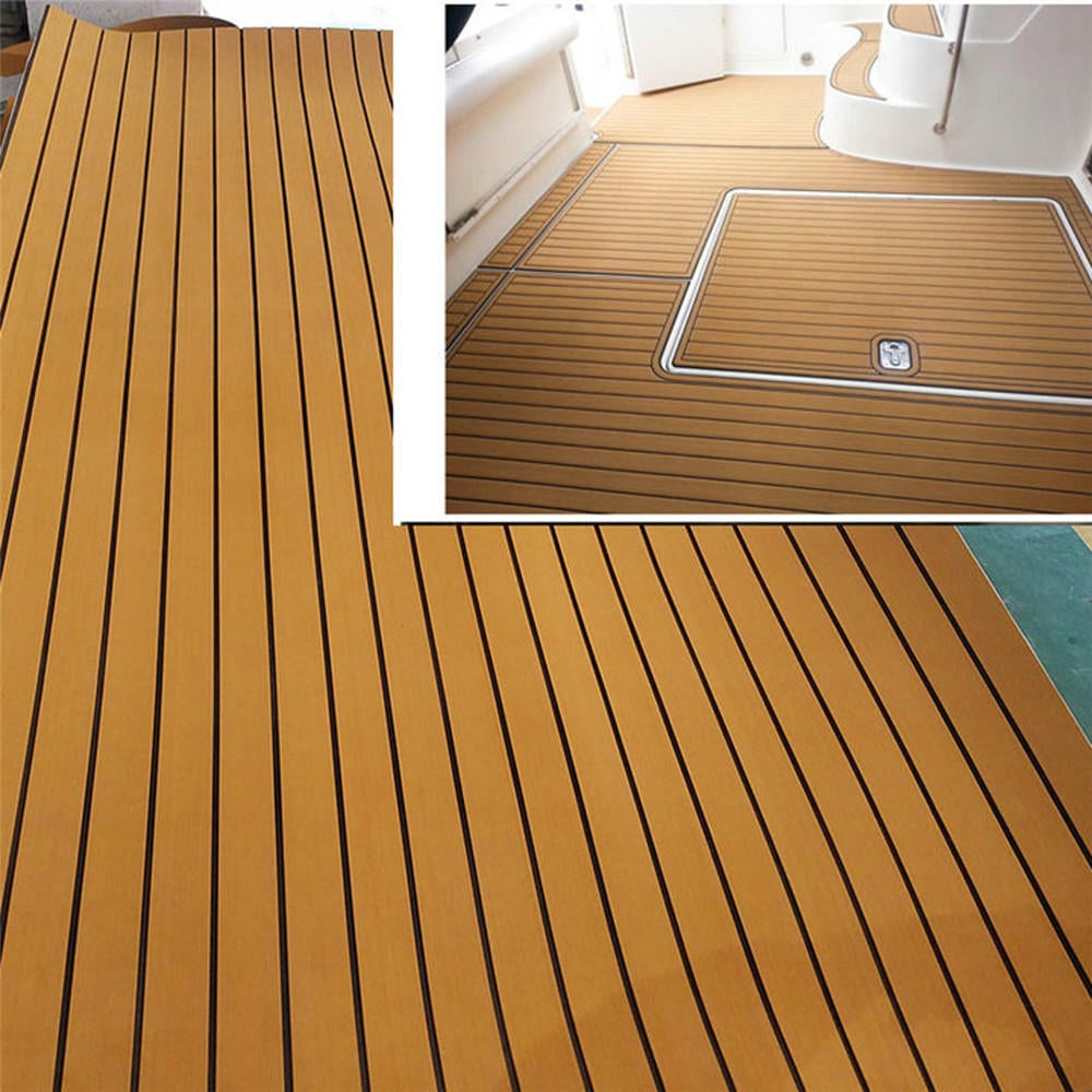 900mmx2400mmx5.5mm Gold and Black EVA Foam Faux Teak Sheet Boat Yacht Synthetic Teak Decking