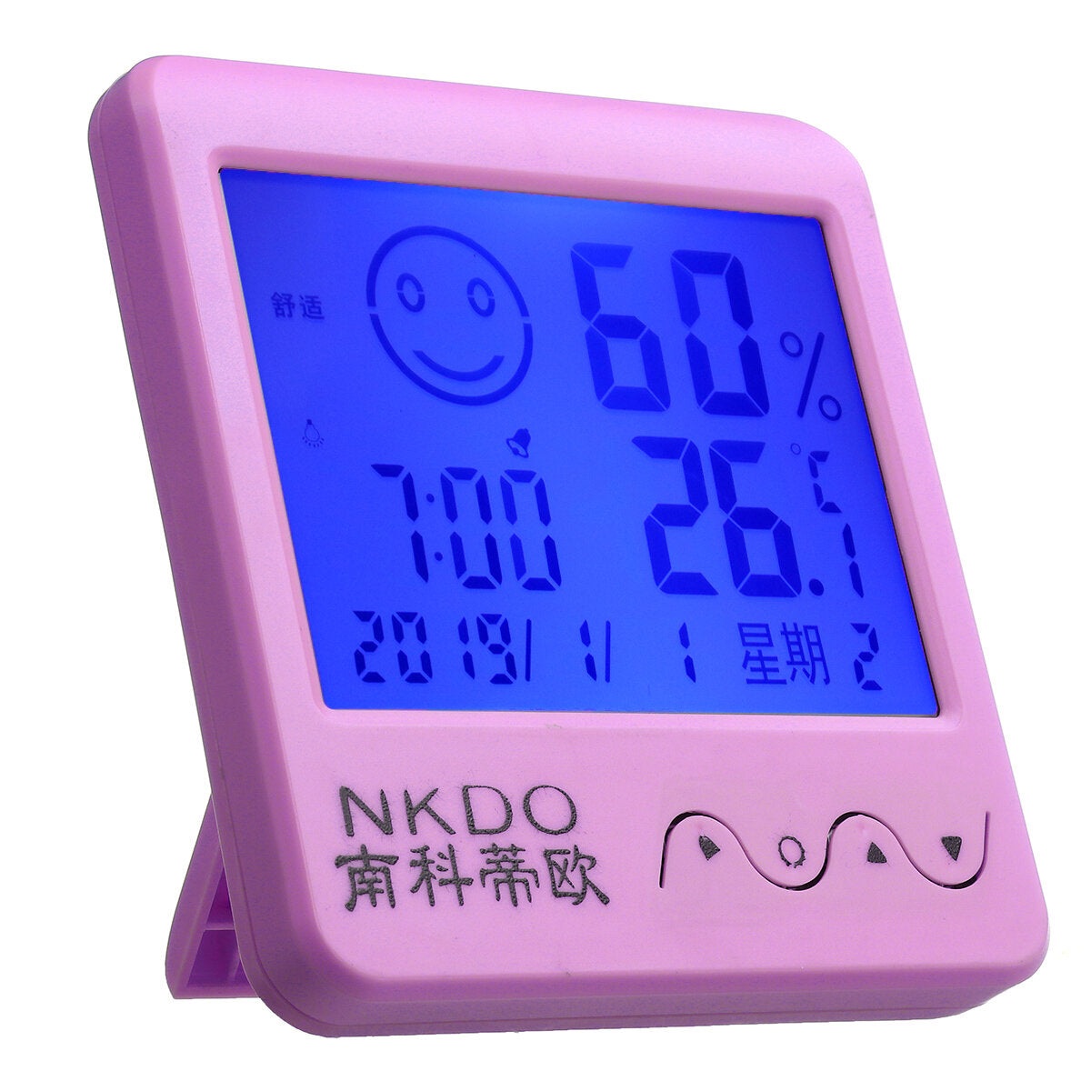 Digital Desktop Thermo-hygrometer Alarm Clock LCD Screen Temperature Humidity