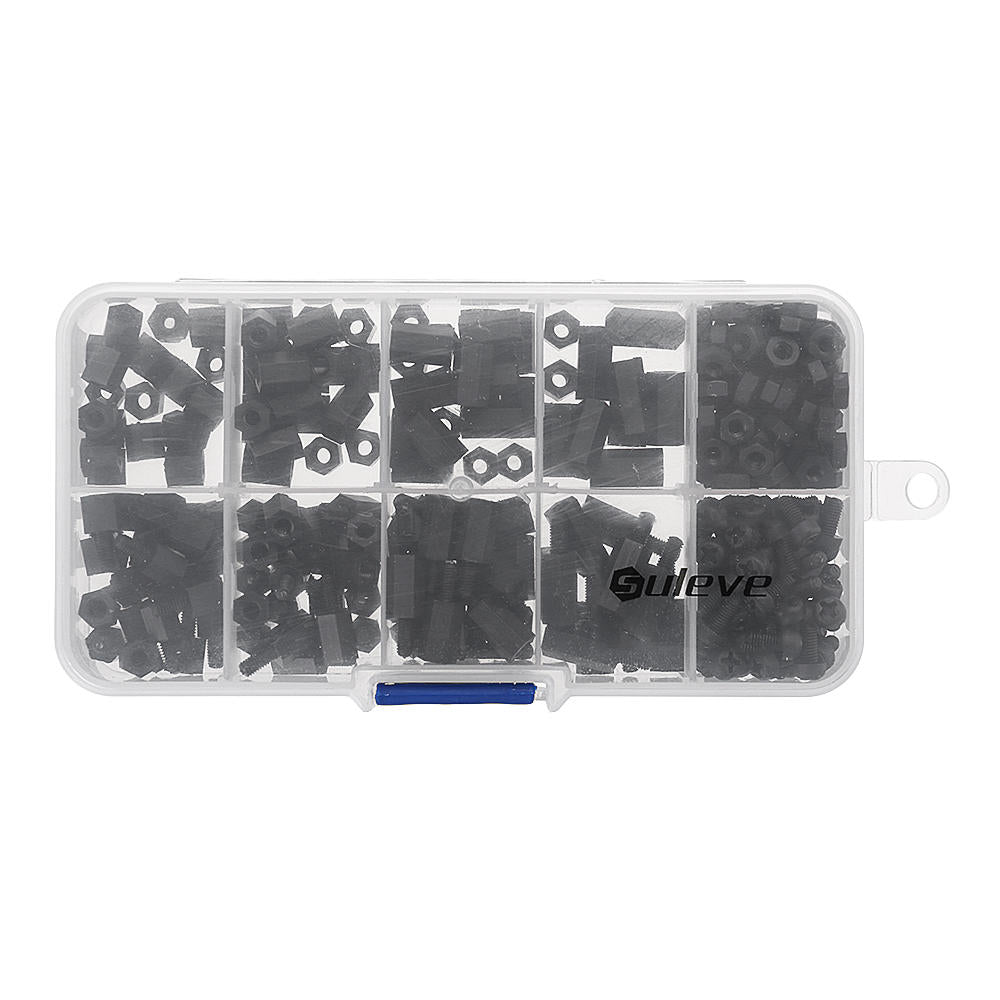 M2 M3 Nylon Screw Black Hex Screw Nut Nylon PCB Standoff Assortment Kit 600Pcs