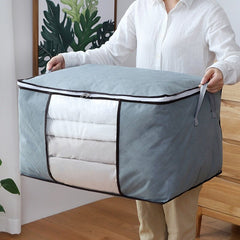 High Capacity Clothes Quilts Storage Bag Folding Organizer Bags Bamboo Portable Storage Container