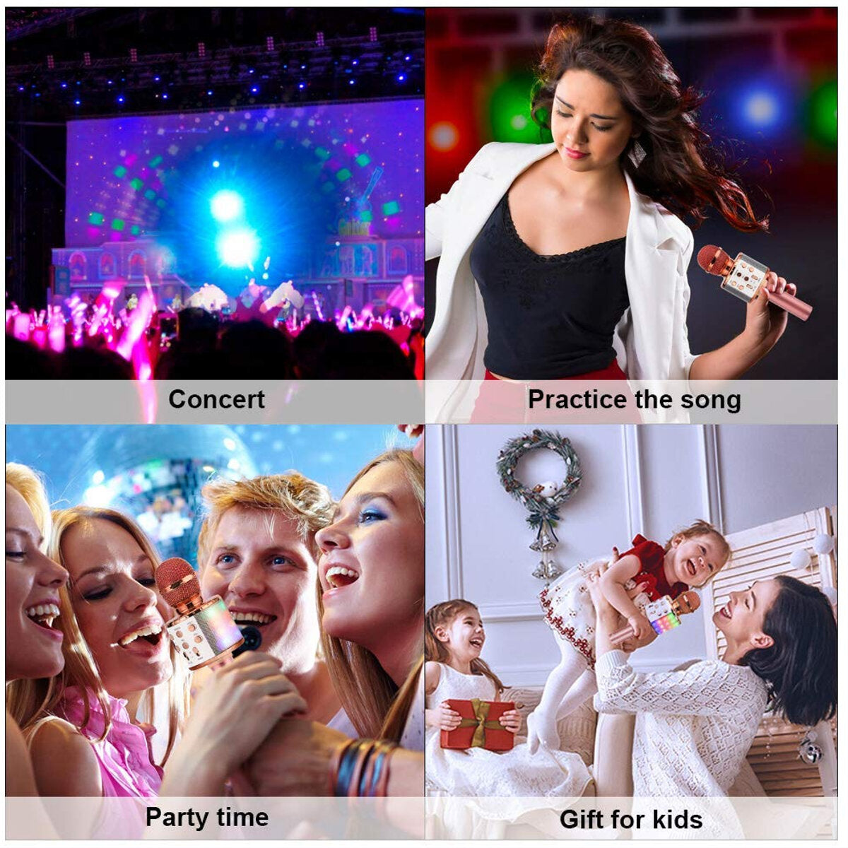 Wireless Microphone 2*13W Stereo DSP Noise Reduction bluetooth Speaker 2600mAh TF Card Luminous Karaoke Mic Recorder for K Songs KTV