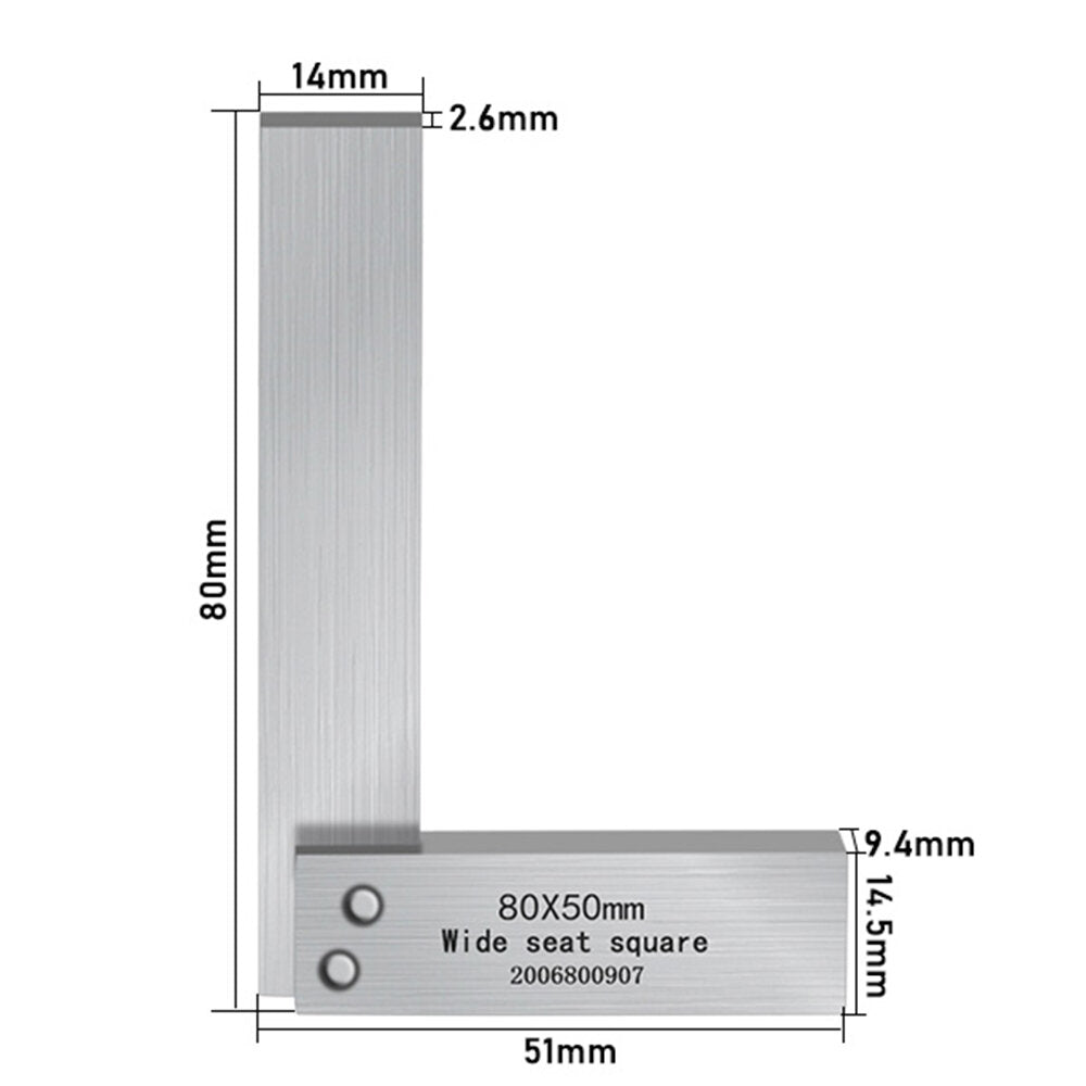 Square 90-degree square L-shaped ruler With ground seat hardened steel angle ruler