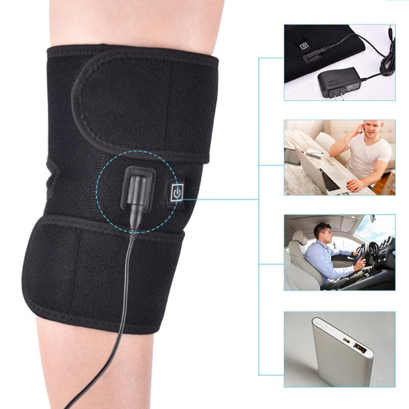 10W Electric Far Infrared Heating Knee Massager Thermal Vibration Physiotherapy Instrument Knee Pad Vibration Massage Pain Relief Health Care Wireless