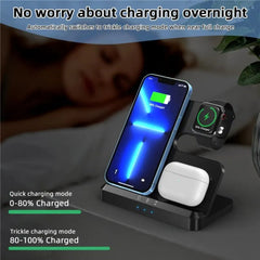 3-in-1 Wireless Charger Stand for iPhone 15/14/13, Samsung S22/S21, Galaxy Watch, Buds