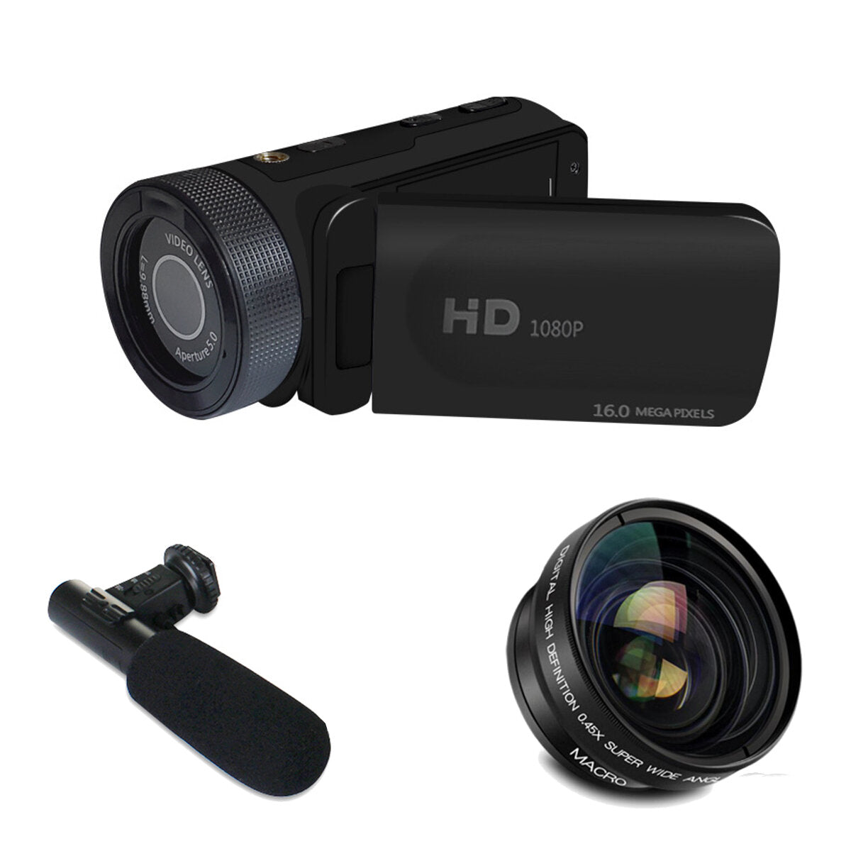 Professional CMOS 16 Megapixels 1080P 18X Digital Zoom Video Camcorder Digital Camera with 2.4 inch IPS HD Screen