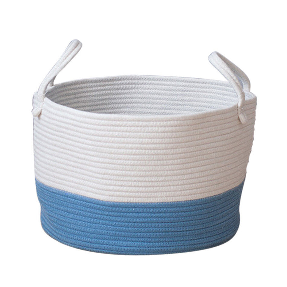 Cotton Rope Storage Basket Baby Laundry Basket Woven Baskets with Handle Bag