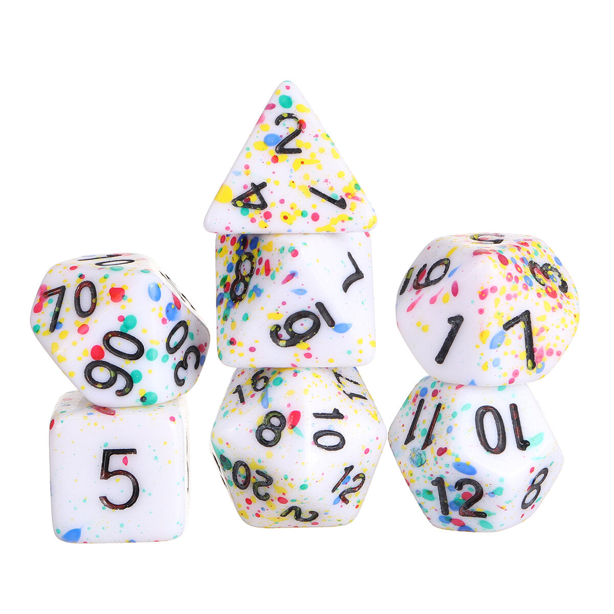 7Pcs Acrylic Polyhedral Dice Set Colorful Board Game Multisided Dices Gadget