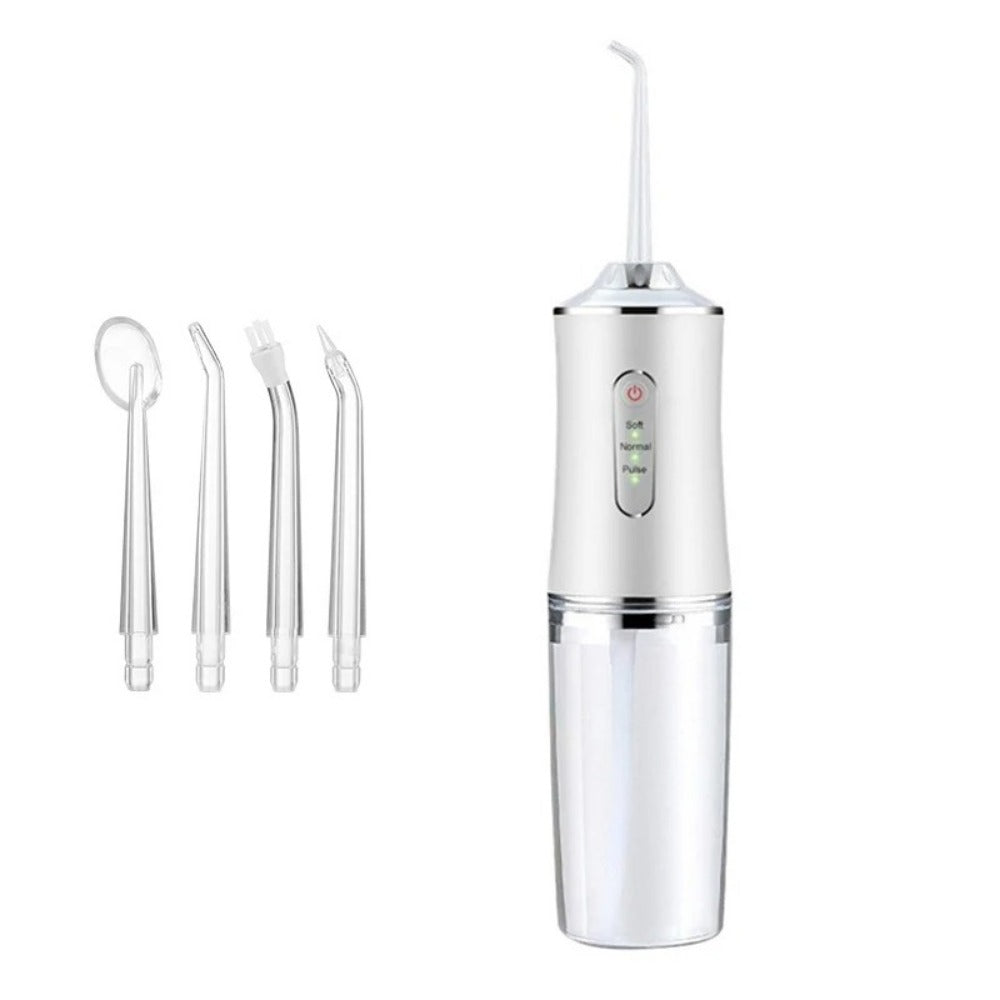 Cordless Water Flosser 220ml Oral Irrigator with 3 Modes, 4 Tips - IPX6 Waterproof USB Dental Cleaner for Home & Travel