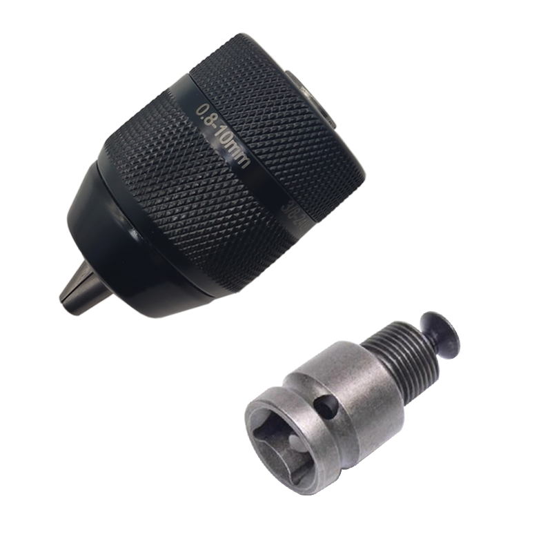 0.8-10mm 3-Jaw 3/8-24UNF Drill Chuck Quick Change Adapter SDS-Plus Shank 1/4 Inch Hex Square for Rotary Hammer Drill