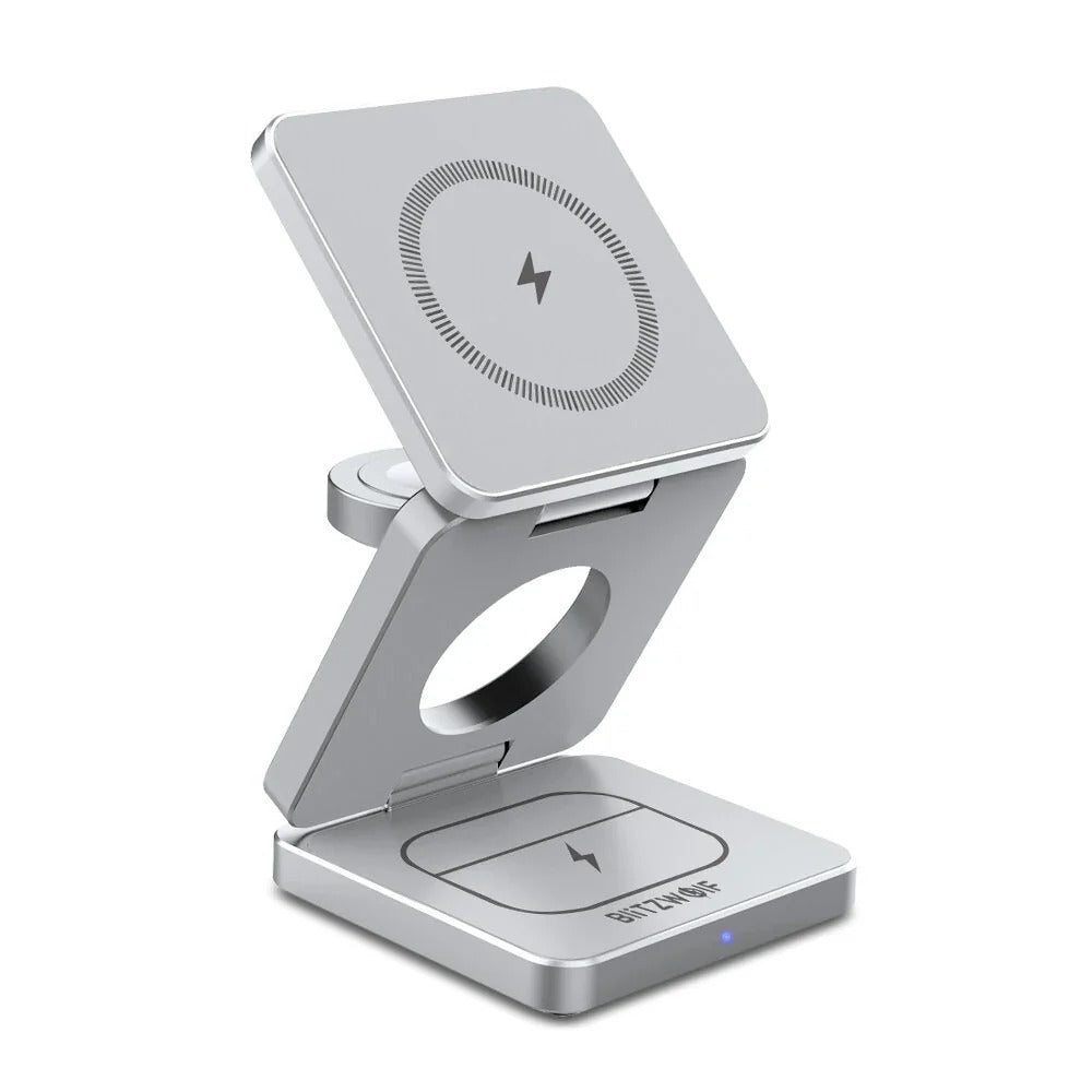 3-in-1 15W Foldable Magnetic Wireless Charger for iPhone, Apple Watch, AirPods - Fast Charging Station